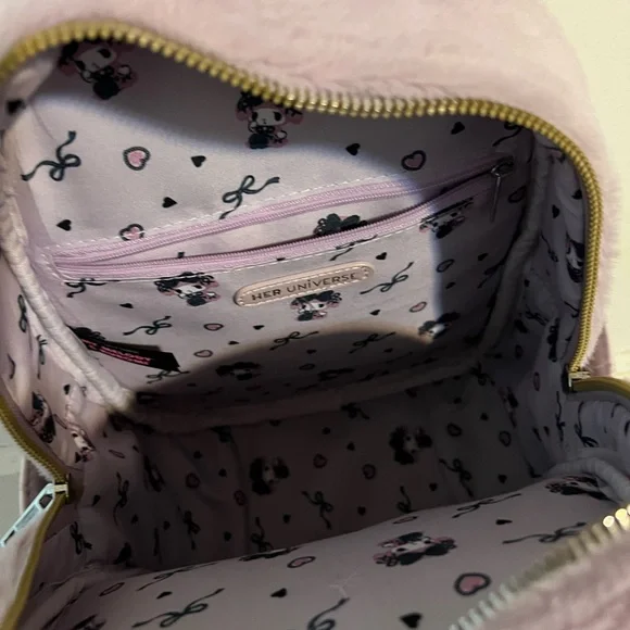 Pink Furry Backpack with Bow Accents - Picture 2 of 4